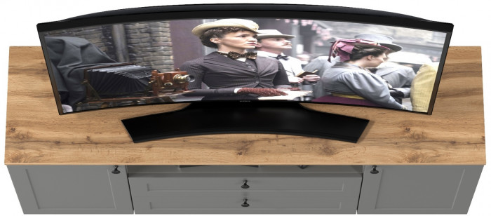 Остин 16.47 Тумба под ТВ, цвет серый графит/дуб крафт золотой, ШхГхВ 160х41,9х60,8 см.