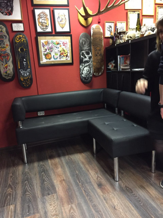 Диван Бизнес 160, экокожа, черный