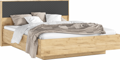 Флэш Кровать парящая 160 с ПМ, крафт золотой/браш графит