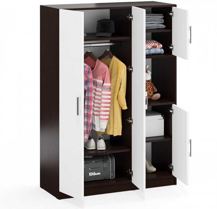 Шкаф С-МД-СК9Ш+Пенал С-МД-СК9П, цвет венге/белый шагрень, ШхГхВ 113х45х160 см., универсальная сборка