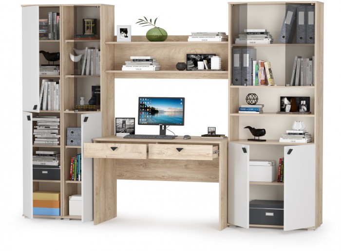 Бостон № 44, дуб эндгрейн элегантный/фасады МДФ милк рикамо софт