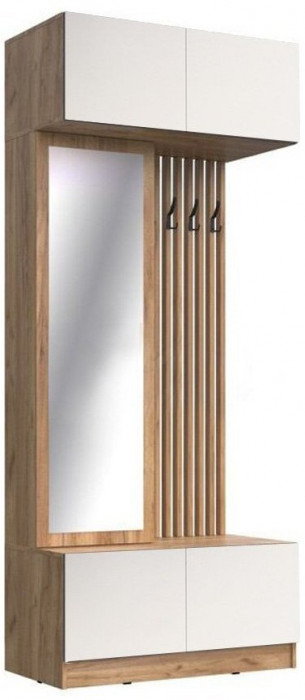 Модульная прихожая Роджина, композиция 1 (Крафт белый, Графит)