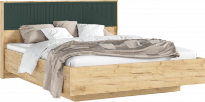Сильвия Кровать парящая 1,6м с ПМ с подсветкой Браш Мени Грин/Дуб Крафт, Дуб Крафт