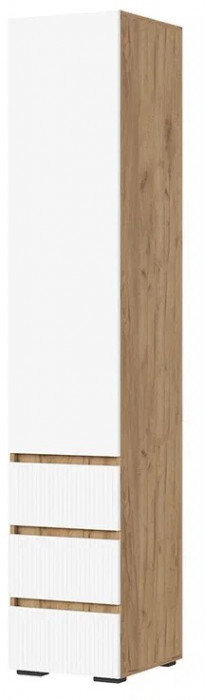 Хелен ПН 03 Пенал закрытый (0,400х2,100х0,460) белый супермат, белый/дуб крафт золото