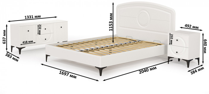 Валенсия Спальня № 39, цвет ЛДСП белый шагрень/МДФ белый шагрень, ортопед есть, сп. м. 1600х2000 мм., б/м