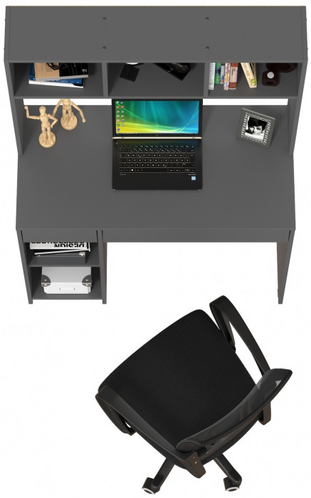 Стол компьютерный Комфорт 12.77F + кресло 103 чёрное, цвет тёмно-серый, ШхГхВ 100х49,8х147 см., универсальная сборка