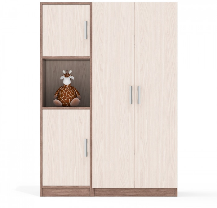 Шкаф С-МД-СК9Ш+Пенал С-МД-СК9П, цвет ясень шимо светлый/ясень шимо тёмный, ШхГхВ 113х45х160 см., универсальная сборка