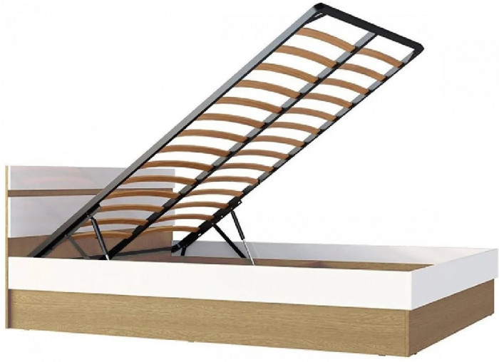 Ким Кровать с подъемным механизмом 160 (Белый глянец, Венге)