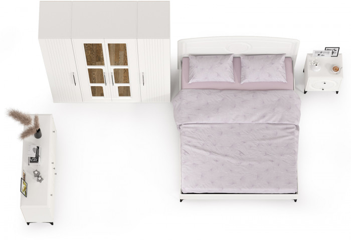 Валенсия Спальня № 31, ЛДСП белый шагрень/МДФ белый шагрень