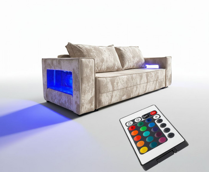 Диван-кровать Лофт Люкс Плюш с подсветкой, еврокнижка, 140х195, бежевый