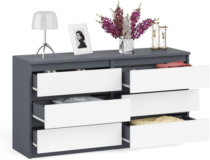 Мори Комод МК1380.6, графит/белый