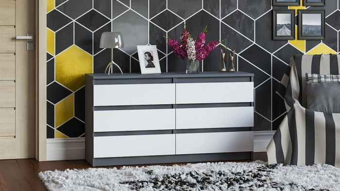 Мори Комод МК1380.6, графит/белый