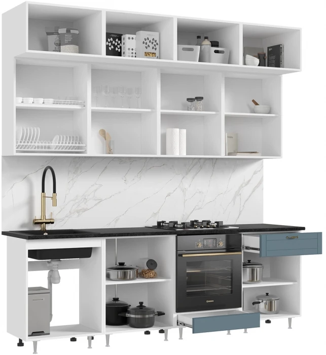 Кухня Престиж 2,4м Браш Блю