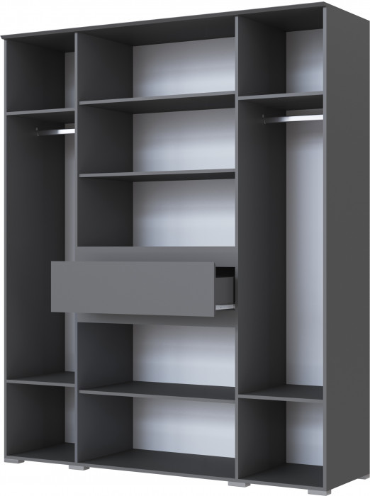 Плейона Шкаф 4-х створчатый графит серый