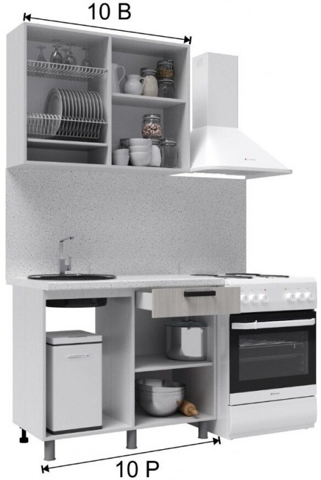 Кухонный гарнитур Кампео 1,0м Белый снег