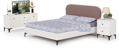 Валенсия Спальня № 40, цвет ЛДСП белый шагрень/МДФ белый шагрень/ткань велутто 19, ортопед есть, сп. м. 1600х2000 мм., б/м