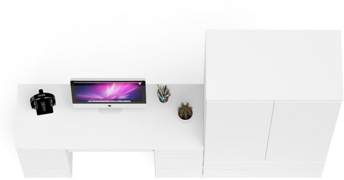 Мори Стол компьютерный МС-2 + Шкаф МШ900.1, цвет белый, ШхГхВ 225,8х50,4х179,6 см., универсальная сборка