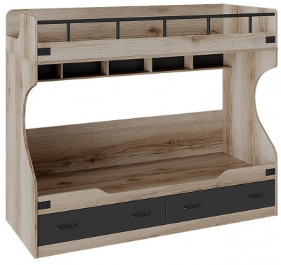 Окланд ТД-324.11.01 Кровать двухъярусная (Фон Черный/Дуб Делано)