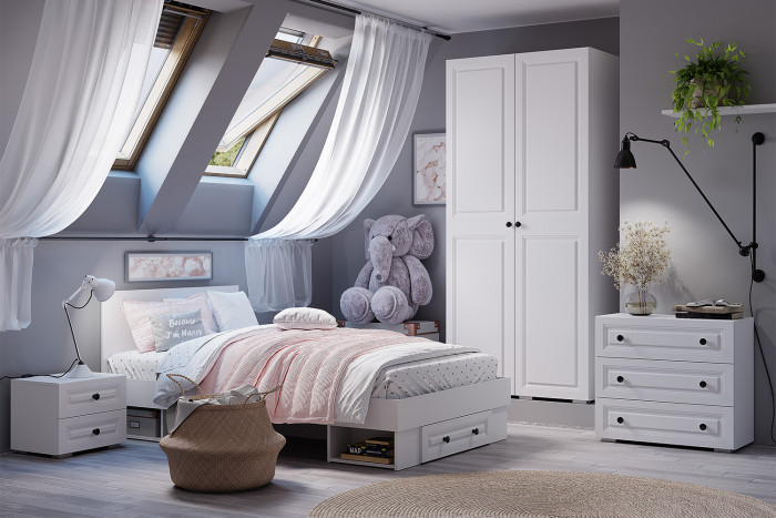 Кровать с проложками ДСП и ящиками Софт КР-01 (0,9), Белый