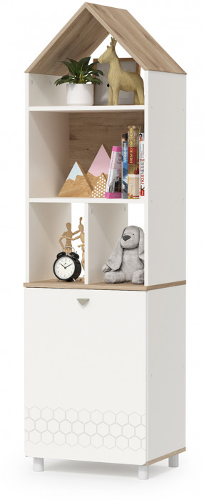 Эйп 11.40 Кровать + 13.14 Стеллаж, цвет белый/дуб белый, сп. м. 800х1600 мм., б/м, основание есть, макс. нагрузка 80 кг., рек. выс. матр. 120 мм.