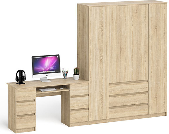 Мори компьютерный стол МС-2 + Шкаф МШ1600.1, дуб сонома