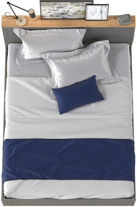 Остин 11.53 Кровать + ортопед, цвет серый графит/дуб крафт золотой, ШхГхВ 164,6х217,2х99,3 см., сп. м. 1600х2000 мм, б/м