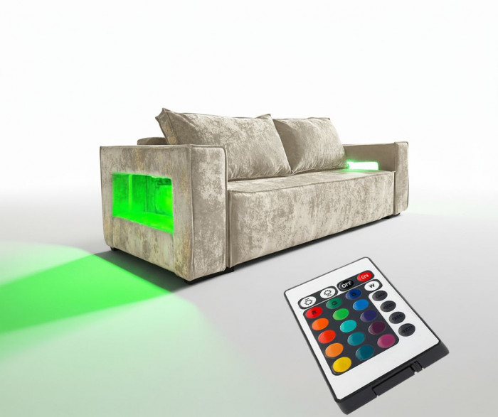 Диван-кровать Лофт Люкс Плюш с подсветкой, еврокнижка, независимый пружинный блок, 140х195, бежевый