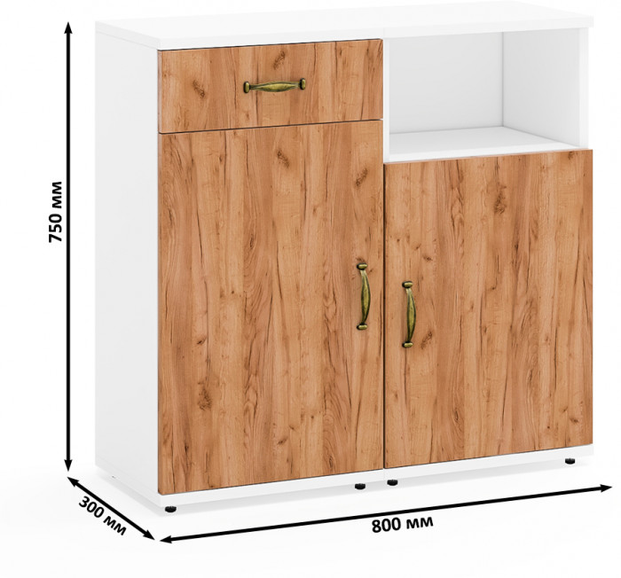 Лидер-8 Тумба МД 3.15 + Тумба МД 3.19, белый шагрень/крафт золото
