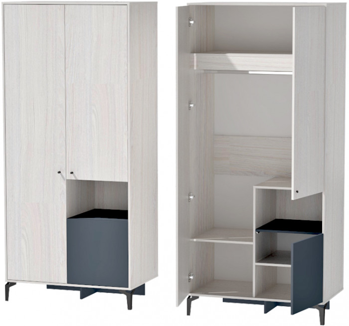 Модульная Гостиная Лион, набор 12, Ясень анкор светлый/Графит