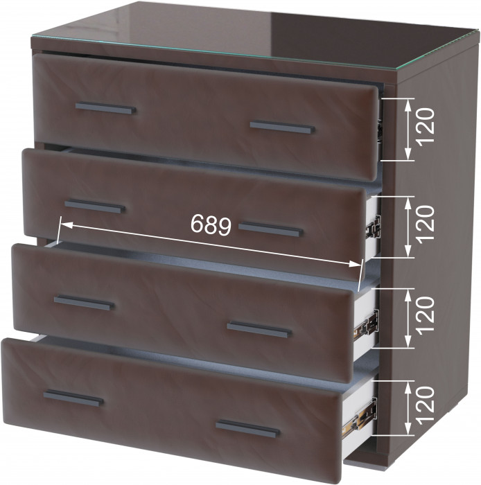 Интерьерный комод со стеклом коричневый