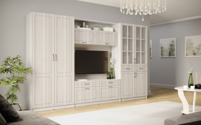 Гостиная Апполия, композиция 5, Ясень анкор светлый/Сандал белый