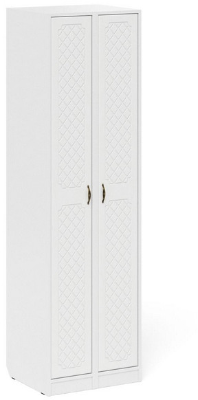 Прихожая П-6-500 Пенал + Пенал, цвет белая шагрень/фасады МДФ белое дерево фрезеровка ромб, ШхГхВ 60х50х210 см., универсальная сборка