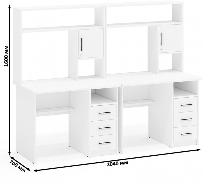 компьютерный стол С-МД-СК9+компьютерный стол С-МД-СК9, белый шагрень