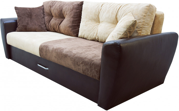 Диван-кровать Амстердам Люкс, 160х195, еврокнижка, пружинный блок, велюр/экокожа, комби