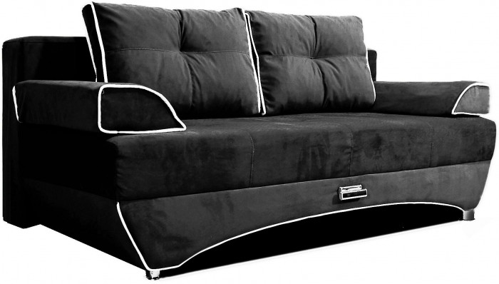 Диван-кровать раскладной еврокнижка прямой Валенсия велюр, цвет черный