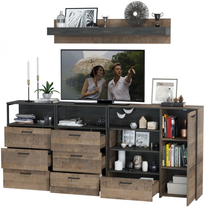 Трувор Гостиная 008, дуб гранж песочный/интра