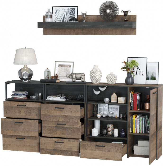 Трувор Гостиная 008, дуб гранж песочный/интра