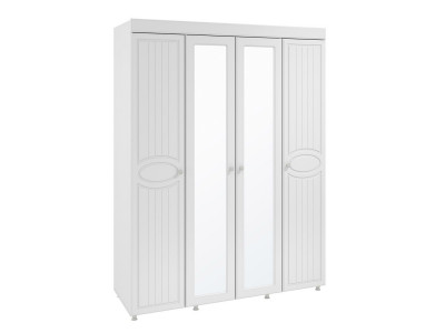 Шкаф 4-х дверный с 2-я зеркалами Монако МН-60 белое дерево