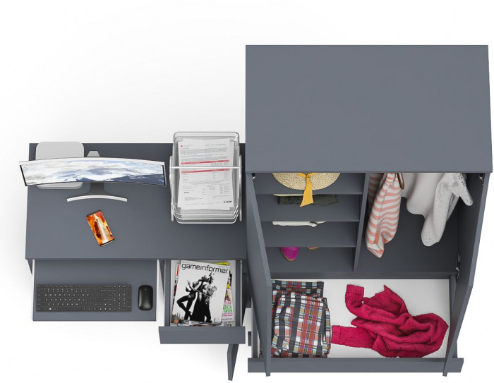 Мори компьютерный стол МС-1 правый + Шкаф МШ900.1, графит