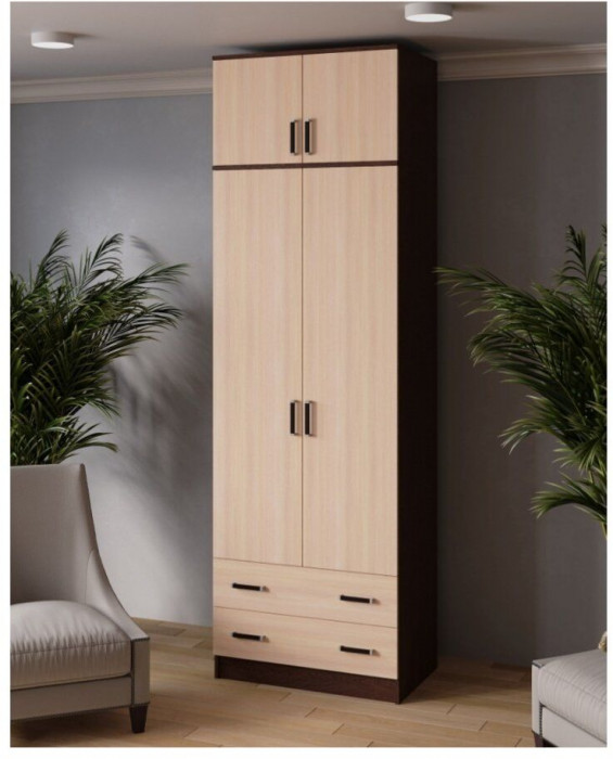 Шкаф комбинированный Лагуна с антресолью 800 венге/дуб молочный