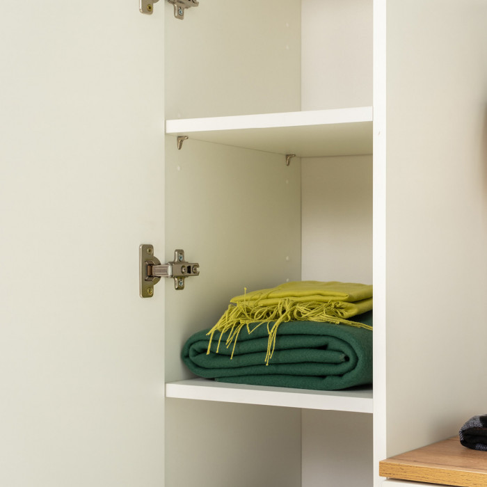 Октава Прихожая 17, белый шагрень/дуб крафт золотой/фасады МДФ белый шагрень