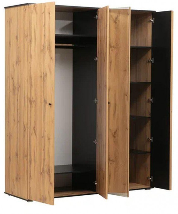 Спальня Либерти (опора h20) Дуб вотан/Черный