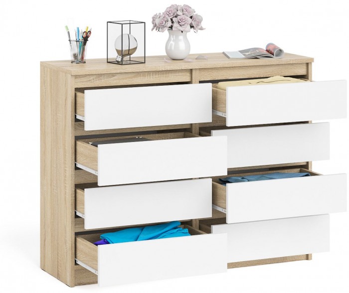 Мори Комод МК1200.8, цвет дуб сонома/белый, ШхГхВ 120,4х41х94 см.