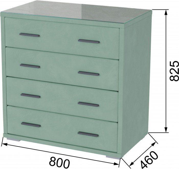 Интерьерный комод со стеклом мятный