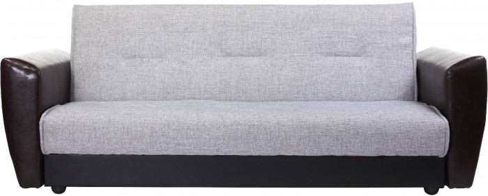 Диван-кровать Амстердам, 140х190, книжка, рогожка/экокожа, серый