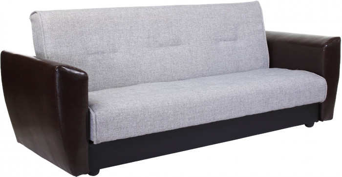 Диван-кровать Амстердам, 140х190, книжка, рогожка/экокожа, серый