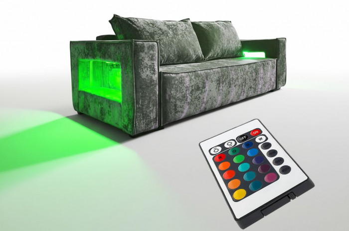 Диван-кровать Лофт Люкс Плюш с подсветкой, еврокнижка, независимый пружинный блок, 140х195, серый