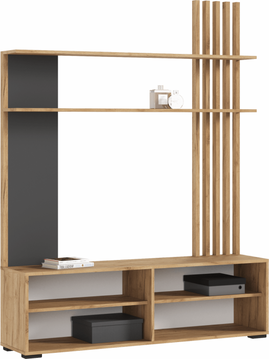 Роджина Гостиная (Белый глянец, Дуб Крафт Золотой)