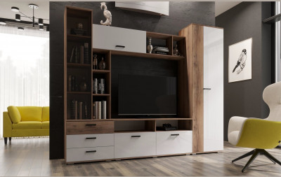 Гостиная Крокус (Дуб Делано, Белый глянец)