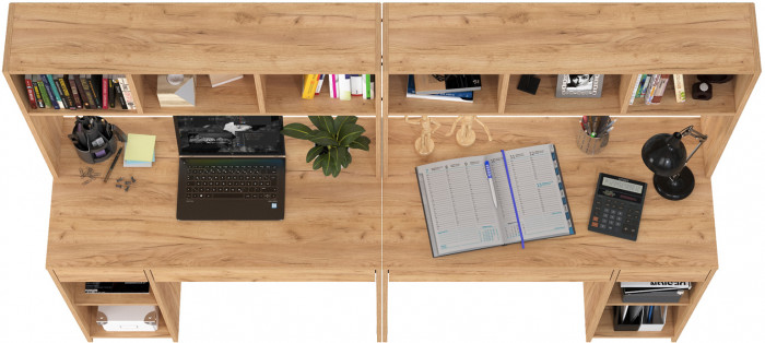 Стол компьютерный Комфорт 12.77F + Стол компьютерный Комфорт 12.77F, цвет дуб крафт золотой, ШхГхВ 200х49,8х147 см., универсальная сборка